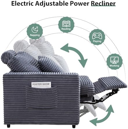 RARZOE Modular Sofa Power Recliner Module, Corduroy Power Reclining Chair - Image 4
