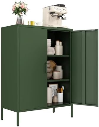 Metal Locker Cabinet, 3 Tier Modern Storage Freestanding Sideboard by XIOMIOHTRQ