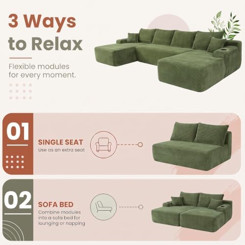 Yafylly 126" U Shaped Boneless Sectional Couch - Image 4