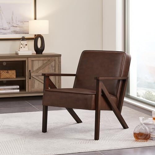 Yaheetech Mid-Century Accent Chairs Set of 2, Dark Brown - Image 3