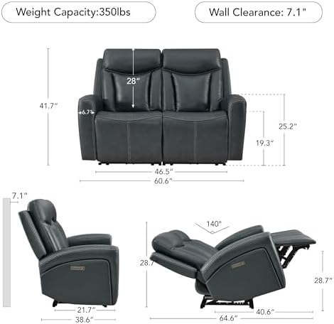 CHITA Zero Gravity Leather Power Reclining Sofa - Image 2