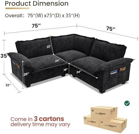 V-Shaped Modular Sectional Sofa, 3 Seater Cloud Couch - Image 2