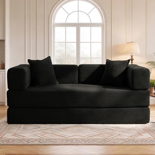 WEUP 5-in-1 Convertible Sofa Bed, Corduroy Floor Sofa Loveseat Sleeper - Image 2