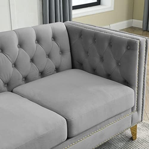 82.2" Oversized L-Shaped Corner Velvet Couch, Heavy Duty Solid Wood Frame and - Image 6