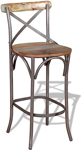 Solid Reclaimed Wood Bar Stool Chair Antique-Style Handmade Barstool - Image 4