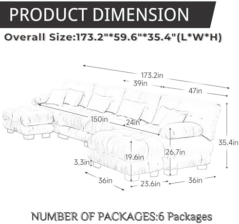 Modular Sectional Sofa for Living Room, Oversized 4 Seater Beige Sectional - Image 2