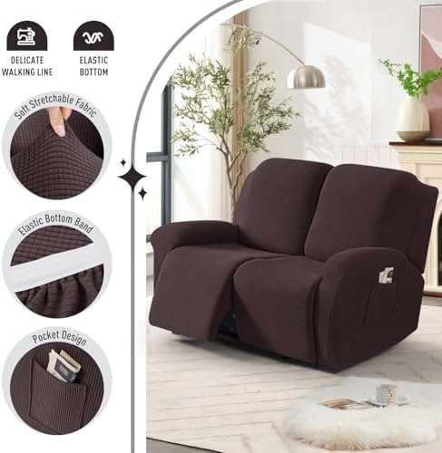 TAOCOCO Stretch Loveseat Recliner Covers 6 Piece - Image 3