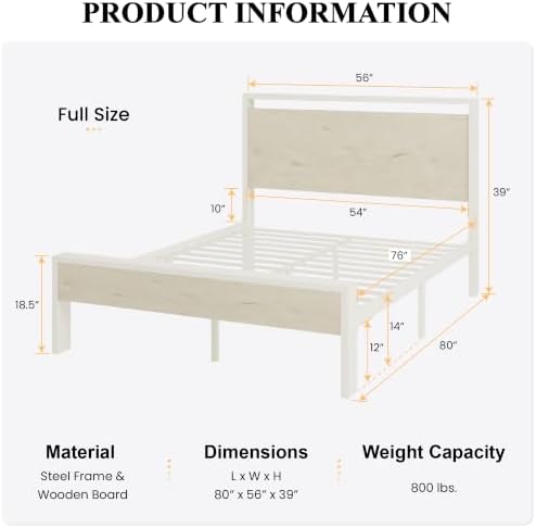 SHA CERLIN 14 Inch Full Metal Platform Bed Frame - Image 2