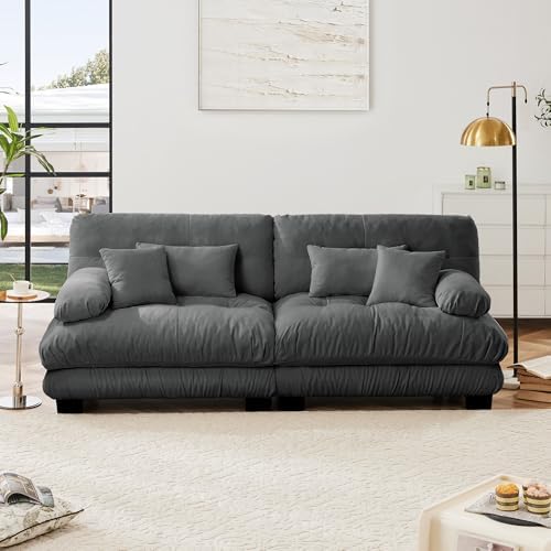 Modular Sectional Sofa for Living Room, 94.4" Comfy Cloud Couch, 2 Seater Grey - Image 3