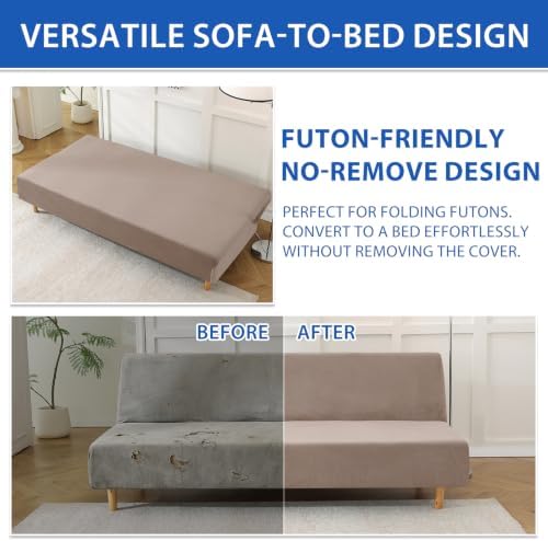 XINEAGE Velvet Futon Cover, Stretch Armless Futon Slipcover - Image 6