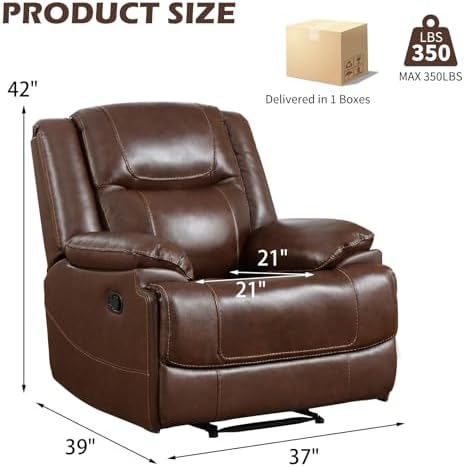 CANMOV Genuine Leather Manual Recliner Chair - Image 2