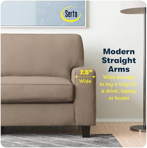 Serta Palisades 78" Track Arm Sofa, Easy Care Polyester, Soft Pillow Back - Image 6