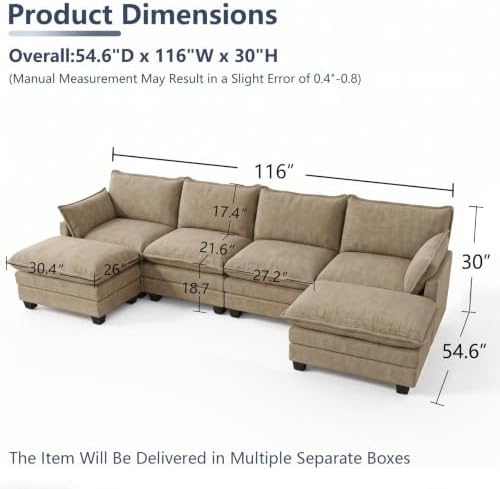 U Shaped Modular Sectional Couch, Comfy Sofa - Image 2