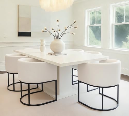 HNY Mid Century Modern Upholstered Barrel Dining Chairs - Image 3