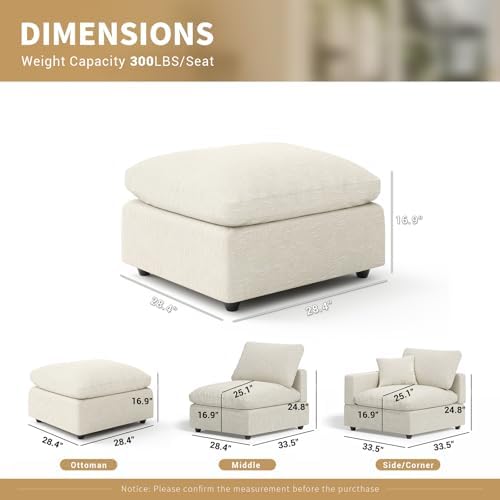 Ottonman, Down Fill Comfort Footrest, Cloud Modular Sectional Sofa - Image 2