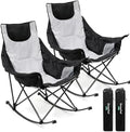 SUNNYFEEL Oversized Folding Rocking Camping Chair 2 Pack, 500lbs Grey by SunnyFeelCamping