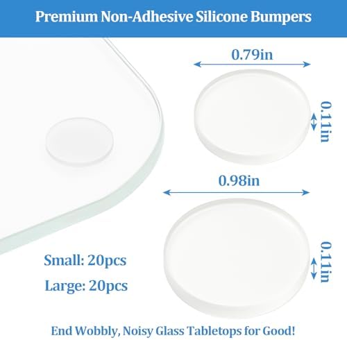 Clear Glass Table Top Pads Two Sizes Non-Adhesive Silicone Rubber Bumpers - Image 2