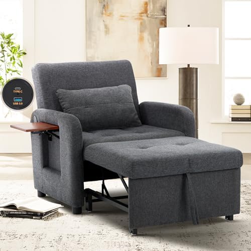 COLAMY Convertible Sleeper Chair-Fabric Futon Sofa Bed, Single Sleeper Sofa by COLAMYHOME