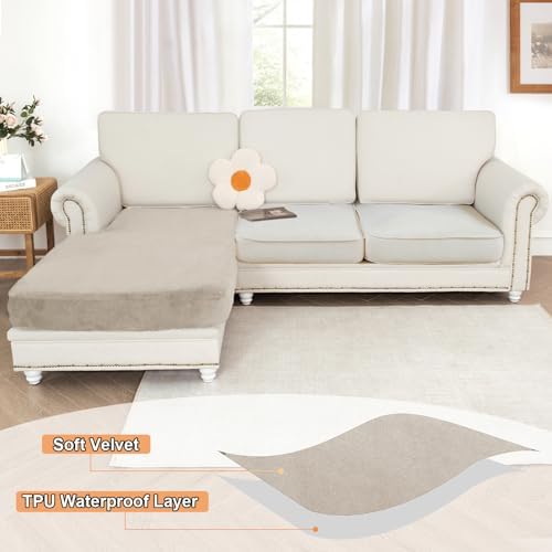 NAISI Waterproof Couch Cushion Covers Thick Velvet Fabric Washable Sofa - Image 2