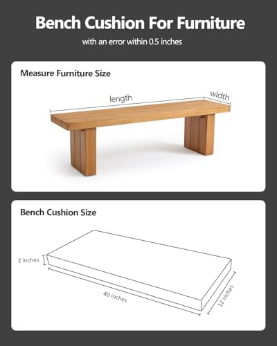 Bench Cushion 40x12x2 inches, Strengthen Waterproof Outdoor Seat Cushions - Image 6