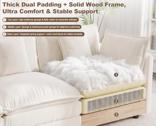 111.5" Modular Sectional Sofa, 3 Seater Deep Seat Cloud Couch - Image 4