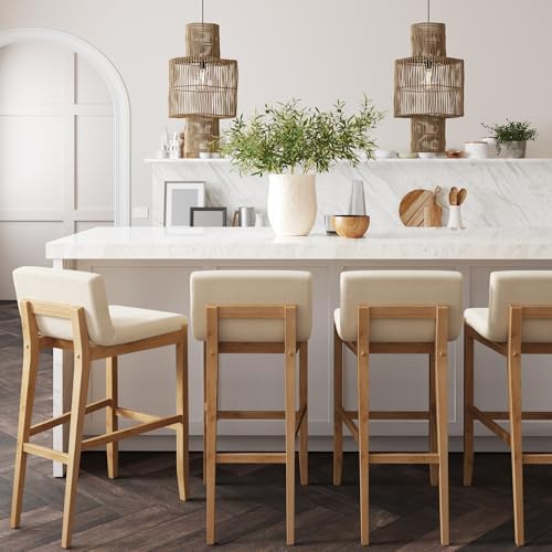 Nathan James Gracie Modern Upholstered Bar Stool, Wooden Bar Stool - Image 3