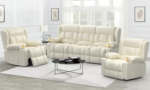 Dresegmt Recliner Sofa Set, Flip Middle Backrest Design PU Leather 3 Seater by Dresegmt