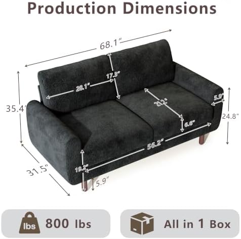 Ihanherry 68" Loveseat Sofa, Small Couch - Image 2