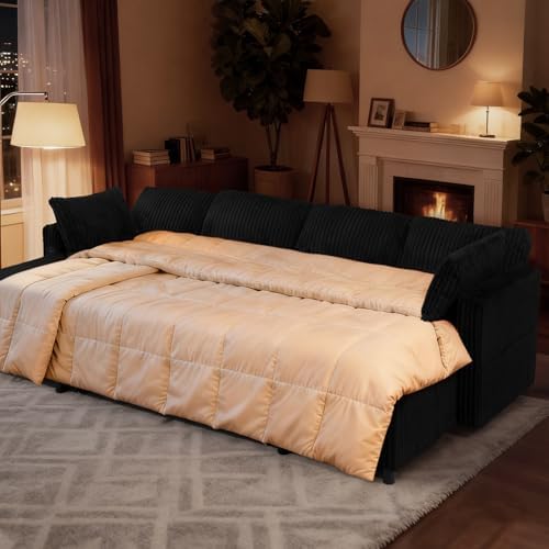 110" Corduroy U-Shape Sofa Bed - Image 2
