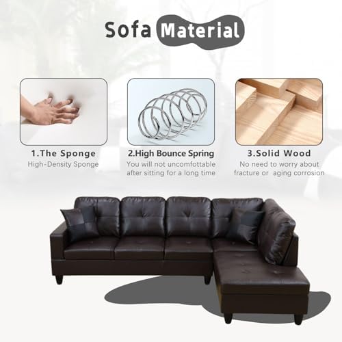 L-Shaped 3-Piece Faux Leather Sofa - Image 4
