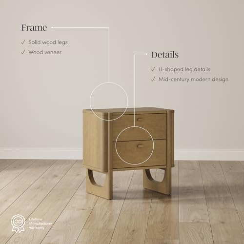 Nathan James Solace Mid Century Modern 2 Drawer Nightstand - Image 5