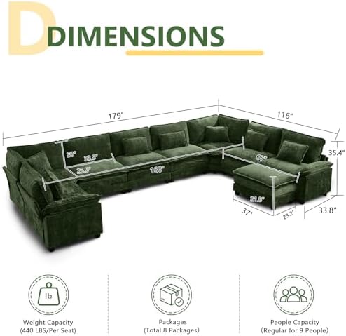 Oversized Modular Sectional Sofa Set, Convertible Deep Seat Cloud Couch - Image 2