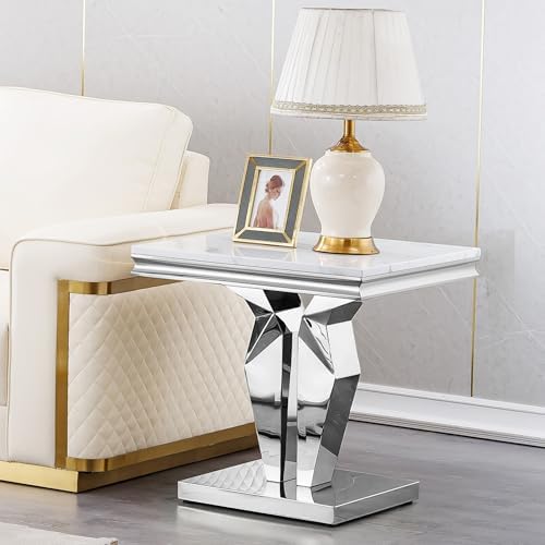 Henf 23in Square End Table Faux Marble End Table by Henf