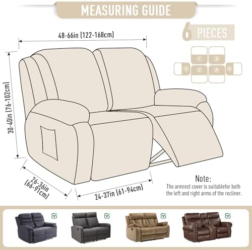 TAOCOCO Stretch Loveseat Recliner Covers 6 Piece - Image 6