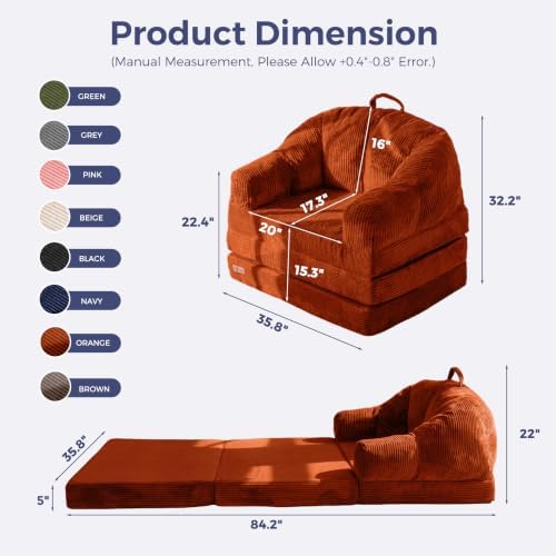 MAXYOYO Folding Sofa Bed with Backrest, Boneless Fold Out Couch with Handle - Image 2