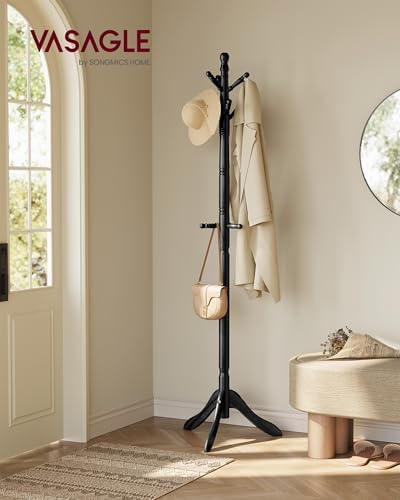 VASAGLE Freestanding Coat Rack, Rubber Wood Coat Tree - Image 2