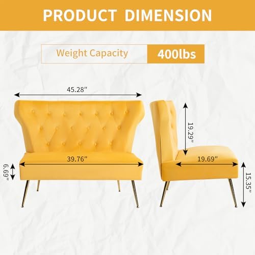 45’’ Velvet Modern Armless Loveseat - Image 2