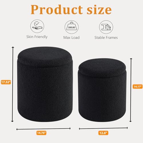 BLEXA Set of 2 Round Storage Ottoman - Image 2
