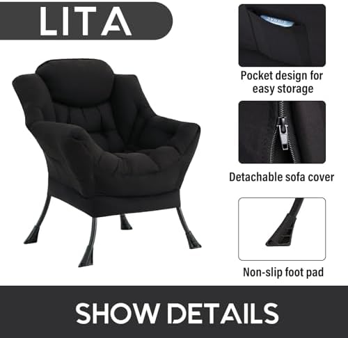LITA Lazy Chair, Comfy Accent Reading Chair - Image 4