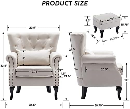 LZAREAL Accent Reading Arm Chairs - Image 2