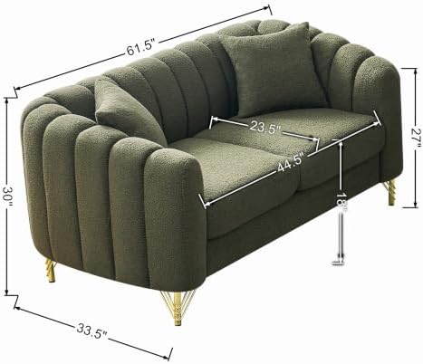 61.5" Oversized Modern Loveseat Sofa, Teddy Tufted Couch - Image 2