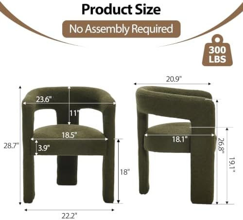 Modern Barrel Dining Chairs Set of 6, No Assembly Sherpa Upholstered Dining - Image 3