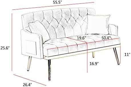 hansones 55-Inch Modern Velvet Loveseat Sofa - Image 2