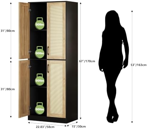 JASIWAY Rattan Pantry Cabinet - Image 2