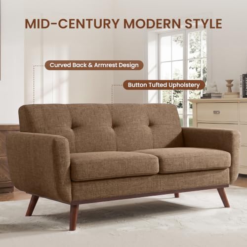 56" Small Loveseat Sofa Mid Century Modern Mini Love Seat - Image 3