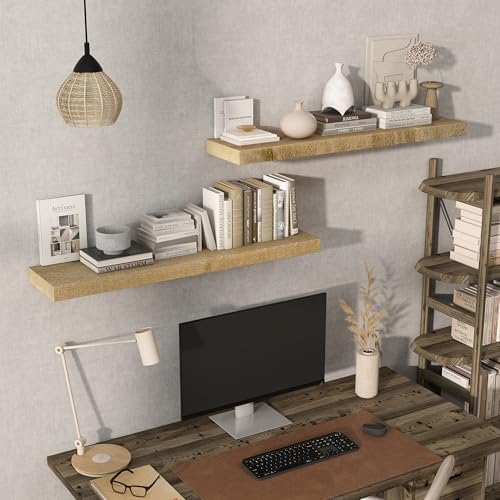 Acovy 40" Unfinished Solid Reclaimed Wood Floating Shelves, Rustic Heavy-Duty - Image 6