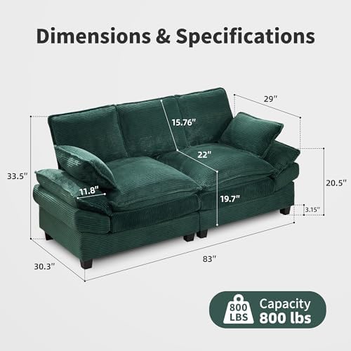 Opiesit 83" Loveseat Couch, Modern 2-Seat Sofa - Image 2