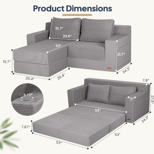 COMAX Futon Sofa Bed, Convertible Sofa Bed, Folding Boneless Couches - Image 2