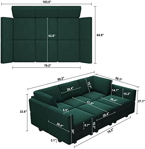 Belffin Modular Velvet Sectional Sofa - Image 2