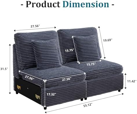 ORRD Modern Middle Armless Sofa Seat Set of 2 - Image 3